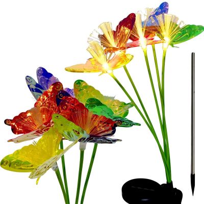 SOLAR LIGHT BUTTERFLIES DANCING IN THE WIND 6 LED 72 CM