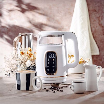 12. Adler AD 1305WG electric kettle 1.7 l 2200 W Transparent, Gold, White