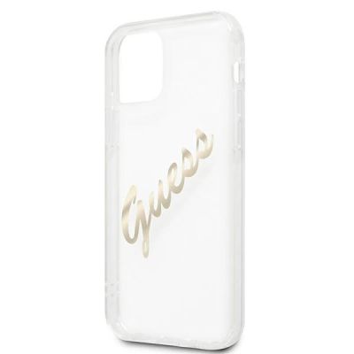 6. Guess GUHCP12MKTRSVGO iPhone 12/12 Pro 6.1" Transparent hardcase Vintage Script Gold