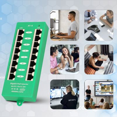 14. Extralink Gigabit PoE Injector 8 Port Active, 8 Gigabit 802.3at/af ports, Mode A