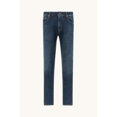Paul&Shark Red Rivet five-pocket men's jeans in mid-navy denim (15314100-J02)