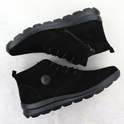 14. Women’s black suede leather ankle boots Rieker Z0022-00