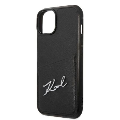 6. Karl Lagerfeld Signature Logo Cardslot Case for iPhone 13 / 14 / 15 - Black
