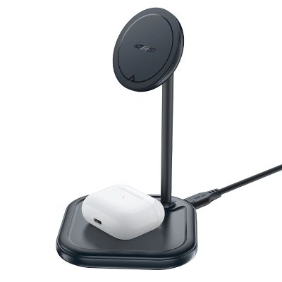 2. Acefast 15W Qi Wireless Charger for iPhone (with MagSafe) and Apple AirPods Stand Holder Magnetic Holder Gray (E6 gray)
