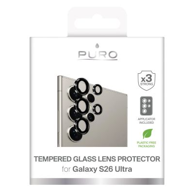 2. Puro Individual tempered glass for the rear camera for Samsung Galaxy S26 Ultra - with black frames