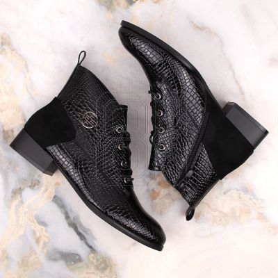 7. Filippo W PAW478A black patent leather ankle boots with insulated crocodile sole