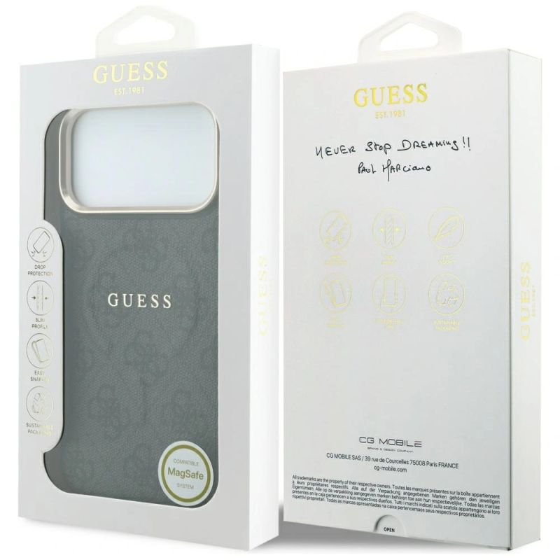 8. Guess Embossed 4G Classic MagSafe Case for iPhone 17 Pro Max / 18 Pro Max - Black