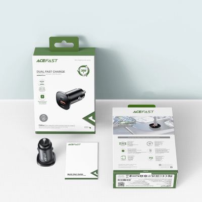 10. Acefast car charger 38W USB Type C / USB, PPS, Power Delivery, Quick Charge 3.0, AFC, FCP black (B1 black)