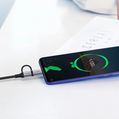 4. Ugreen cable 2in1 USB - micro USB / USB Type C cable 1m 2.4A black (30875)