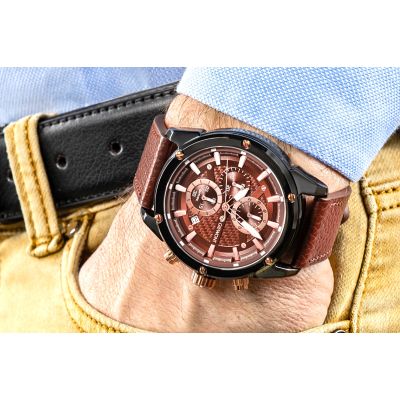 4. Men's Watch Giewont Chronograph Sapphire Black Brown GW8810-A3