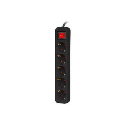 4. LANBERG Power Strip 1.5 m, 5 x 230 V SCHUKO with Switch, Pure Copper Cable, Black