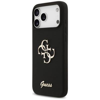 2. Guess Silicone Big 4G Script Case for iPhone 17 Pro Max - Black