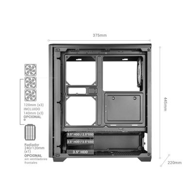 24. TACENS MARS MC-QUANTUM 3xFDB120+1xARGB120 USB-C ATX-housing/cases