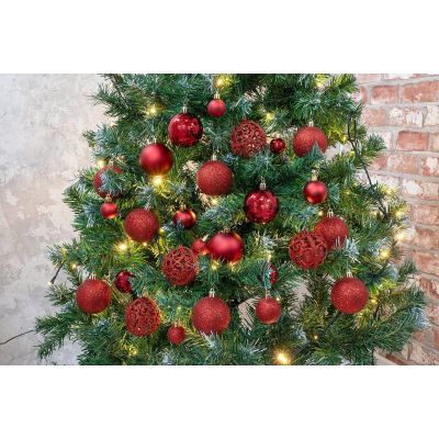 41. DECORATIVE PLASTIC BALL 6CM SET 35 PCS RED