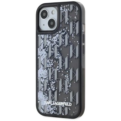 2. Karl Lagerfeld Liquide Glitter Monogram Gradient iPhone 15 Case - Black