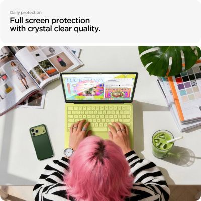 6. Spigen Glas.tR Slim FC Tempered Glass Screen Protector for MacBook Neo 13" 2026 - Black
