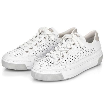 17. Rieker W RKR642 white openwork leather shoes