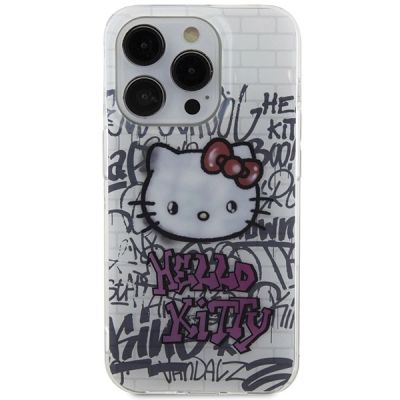 3. Hello Kitty IML Kitty On Bricks Graffiti case for iPhone 15 Pro - white