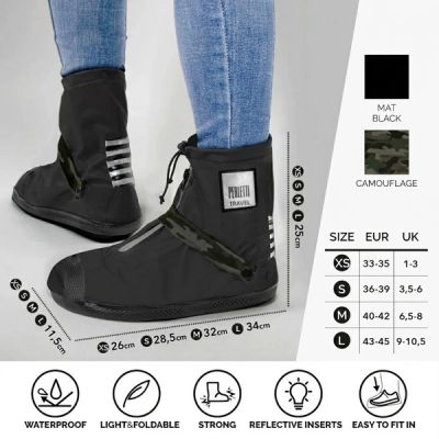 2. Perletti waterproof black low shoe covers, size L