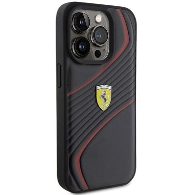 4. Ferrari Twist Metal Logo case for iPhone 15 Pro - black