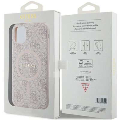 8. Guess GUHMN61G4GFRP iPhone 11 6.1" / Xr pink/pink hardcase 4G Collection Leather Metal Logo MagSafe