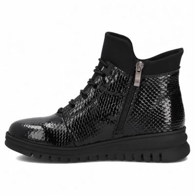 3. Black Patent Leather Women’s Ankle Boots Filippo DBT8075