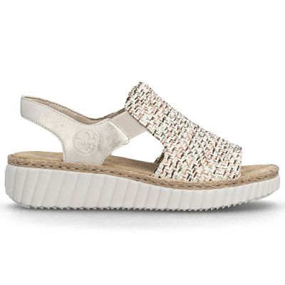2. Women's beige woven platform sandals Rieker 69276-60