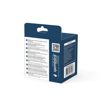 7. GEMBIRD UNIVERSAL GROUNDED TRAVEL ADAPTER 15W, WHITE