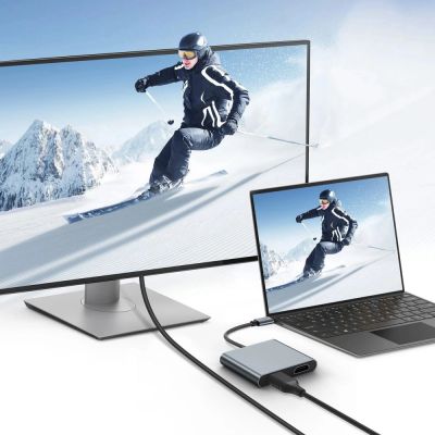 5. Tech-Protect HB08 4in1 USB-C + USB2.0 + 2 x HDMI 4K 60HZ adapter - gray