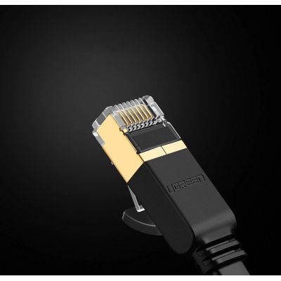 13. Ugreen Flat Cable Internet Network Cable Ethernet Patchcord RJ45 Cat 7 STP LAN 10 Gbps 3m Black (NW106 11262)