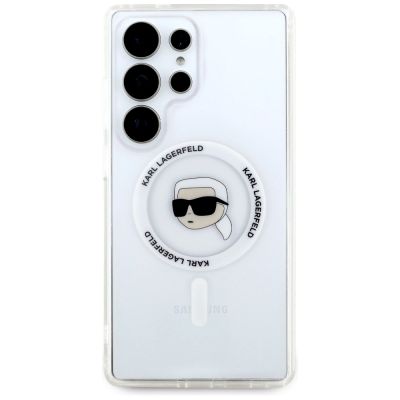 3. Case Karl Lagerfeld Button Karl Head Printed Logo MagSafe Samsung Galaxy S25 Ultra white
