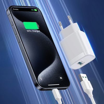 3. Joyroom JR-TF4 18W wall charger with 3A USB-A - USB-C 1m cable - white