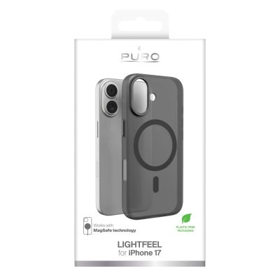2. Puro Lightfeel case for iPhone 17 compatible with MagSafe - transparent and black