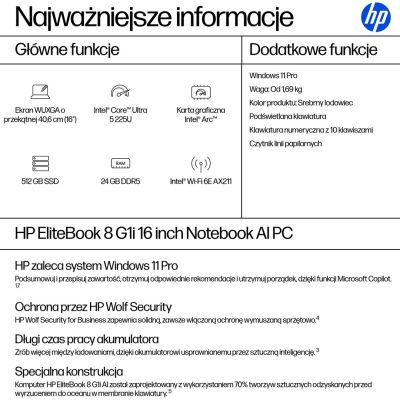3. HP EliteBook 8 G1i AI PC Intel Core Ultra 5 225U Laptop 40.6 cm (16") WUXGA 24 GB DDR5-SDRAM 512 GB SSD Wi-Fi 6E (802.11ax) Windows 11 Pro Silver