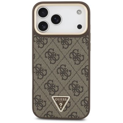 3. Guess 4G Triangle Logo MagSafe Case for iPhone 17 Pro Max - Brown & Gold