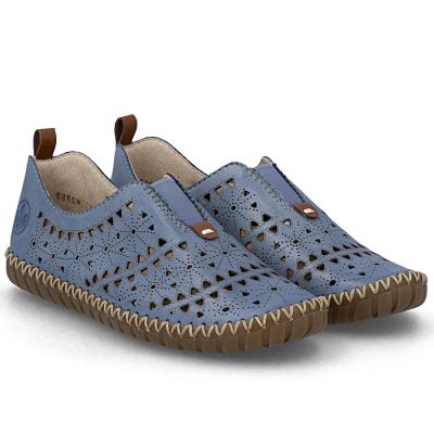 3. Women's leather openwork blue shoes Rieker M2852-12
