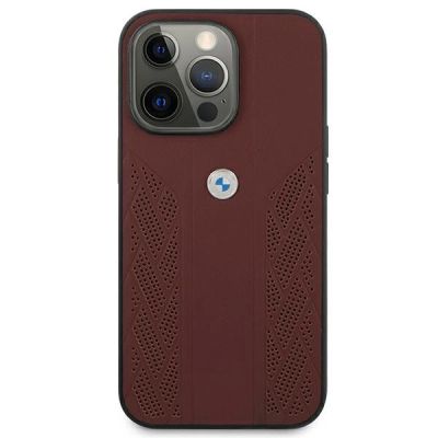 9. BMW Leather Curve Perforate Case for iPhone 13 Pro / iPhone 13 - Red