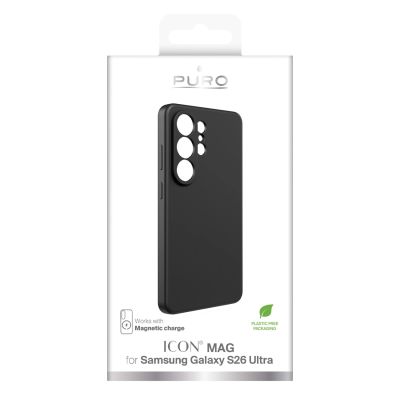 2. Puro ICON MAG Protective Case for Samsung Galaxy S26 Ultra Silicone Compatible with MagSafe - Black