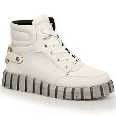 Platform Work Boots with Decoration Potocki W WOL106B White