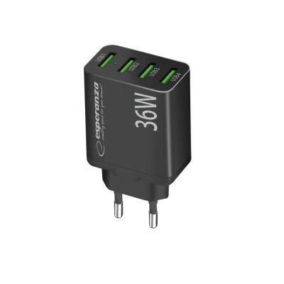 4. ESPERANZA WALL CHARGER 36W 4X USB-A QC 3.0 18W EZC107K
