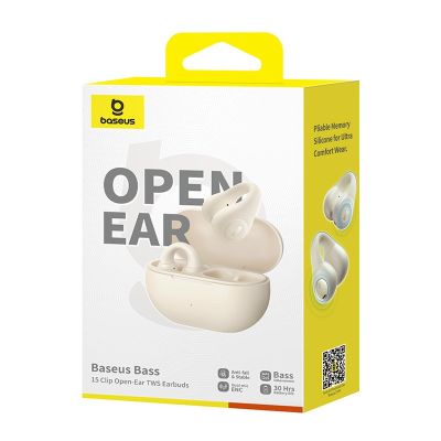 7. Baseus Bass 15 Clip Open-Ear Air Headphones (White)