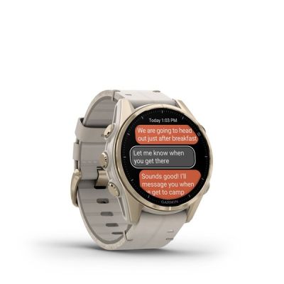3. Garmin Fenix 8 43mm AMOLED Sapphire Titanium Soft Gold with Limestone Leather Strap