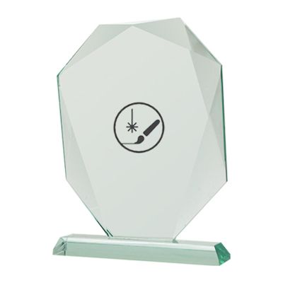 2. Engraved glass trophy with case + paint filling