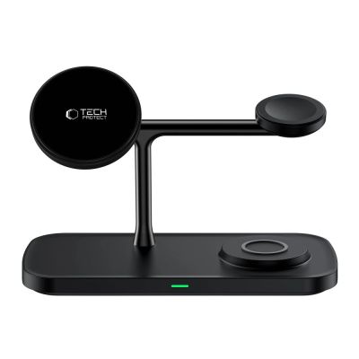 4. Tech-Protect QI15W-A45 3in1 Wireless Charger with MagSafe for Apple Devices - Black