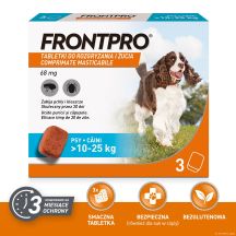 FRONTPRO Flea and tick tablets for dogs (>10-25 kg) - 3x 68mg