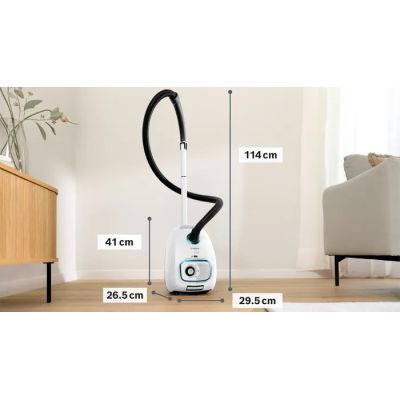 9. Bosch Series 4 BGB41HYG1H Bagged Vacuum Cleaner (600W; White)