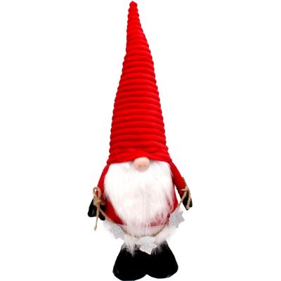5. DECORATIVE SANTA CLAUS WITH SILVER STARS ON TELESCOPIC LEGS 50-70CM RED