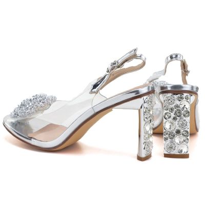 5. Transparent Heeled Sandals, Silver D&A MR62-9077
