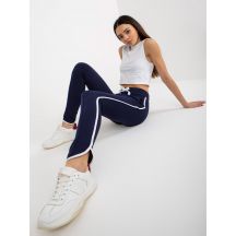 Navy blue basic sweatpants with stripes RUE PARIS (LO-DR-LK-239.14)