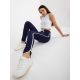 Navy blue basic sweatpants with stripes RUE PARIS (LO-DR-LK-239.14)